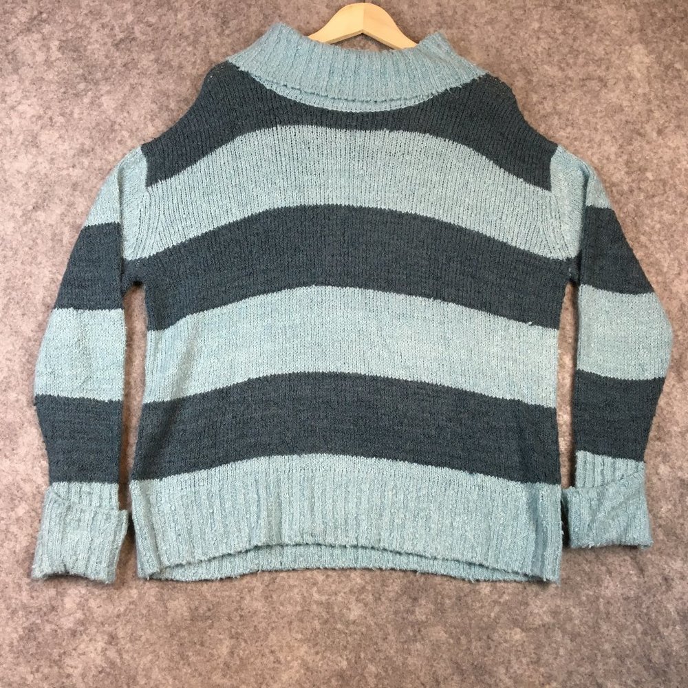 Time Tru Sweater M 8 10 Thick Knit Oversized Chunky Colorblock Striped Blue